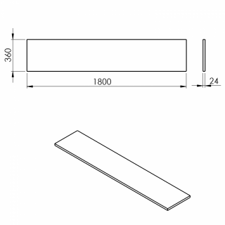 PLATO mosdótartó pult, 180x36cm