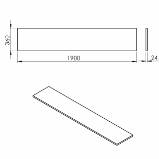 PLATO mosdótartó pult, 190x36cm