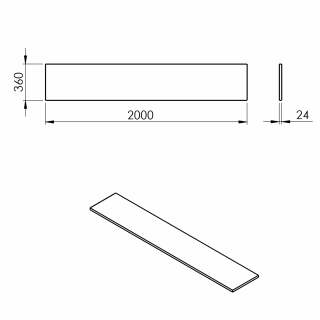 PLATO mosdótartó pult, 200x36cm