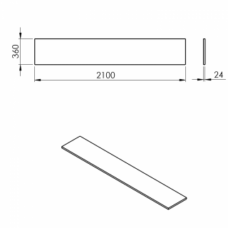 PLATO mosdótartó pult, 210x36cm