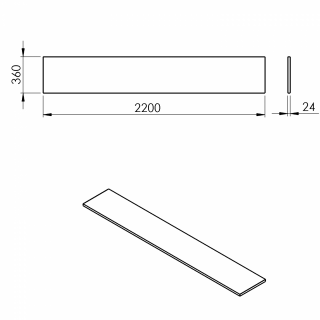 PLATO mosdótartó pult, 220x36cm