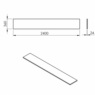 PLATO mosdótartó pult, 240x36cm