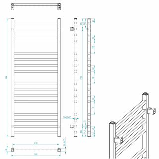 METRO fürdőszobai radiátor, 500x1200mm, fehér