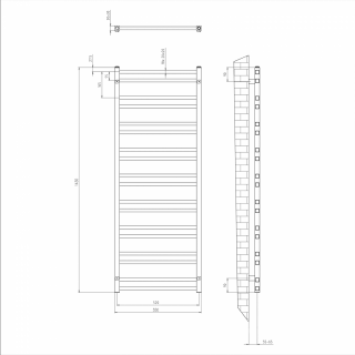 METRO DOS fürdőszobai radiátor, 550x1430mm, fehér