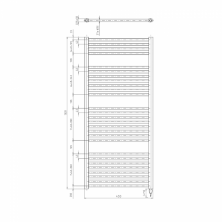 AQUALINE DIRECT-E elektromos fürdőszobai radiátor fűtőpatronnal, egyenes, 450x1320mm, 400W, fekete