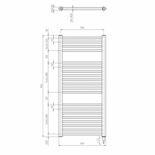 AQUALINE DIRECT-E elektromos fürdőszobai radiátor fűtőpatronnal, egyenes, 600x960mm, 400W, fekete