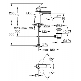 Grohe Eurosmart Cosmopolitan Mosdócsaptelep M-es Méret