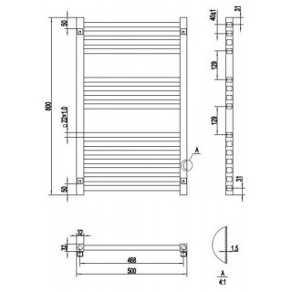 AREZZO design MINIMAL WHITE 800x500 egyenes törölközőszárítós radiátor, fehér