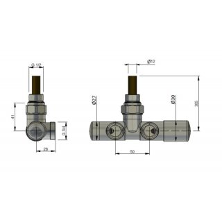 AREZZO design SPEARPEX/UNICO radiátor szelep fekete, bal AR-SPEARPEX-B-L