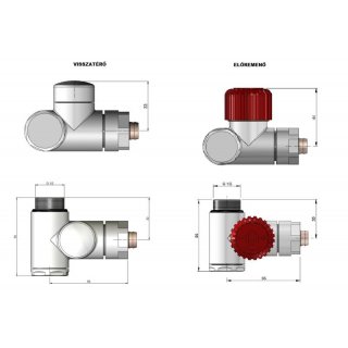 AREZZO design VARIOPEX/INTEGRA radiátor szelep fekete, bal AR-VARIOPEX-B-L