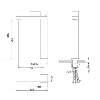 AREZZO design CUBEFIELD magasított mosdócsaptelep, arany