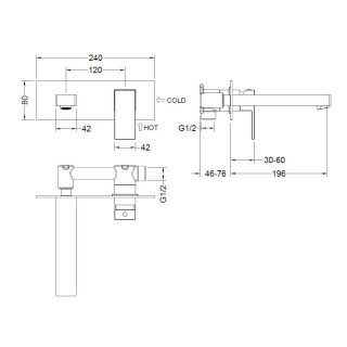 AREZZO design CUBEFIELD fali mosdócsaptelep, fekete