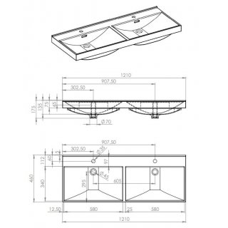 AREZZO design MAXXI 120 cm-es dupla mosdó