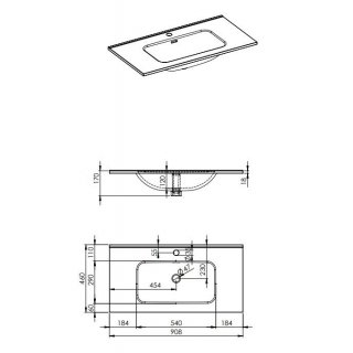 AREZZO design SKAPPA 90 cm-es mosdó