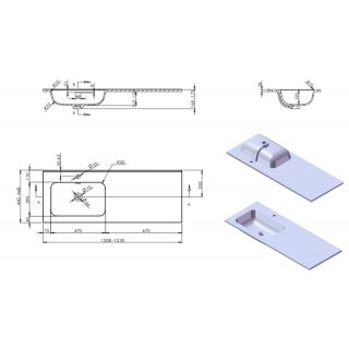 AREZZO design SKAPPA 120 cm-es mosdó (60+60) balos