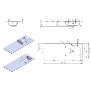 AREZZO design SKAPPA 120 cm-es mosdó (60+60) jobbos