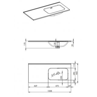 AREZZO design SKAPPA 100 cm-es mosdó (60+40) jobbos CSAPLYUK NÉLKÜL