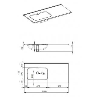 AREZZO design SKAPPA 100 cm-es mosdó (60+40) balos CSAPLYUK NÉLKÜL