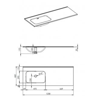 AREZZO design SKAPPA 120 cm-es mosdó (60+60) balos CSAPLYUK NÉLKÜL