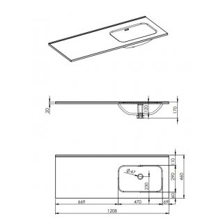 AREZZO design SKAPPA 120 cm-es mosdó (60+60) jobbos CSAPLYUK NÉLKÜL