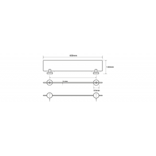 BEMETA NEO Üvegpolc, 600x55x130mm, inox/matt (104102045)