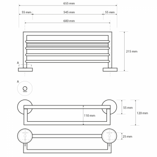 BEMETA NEO Törölközőtartó polc, 655x110x215mm, inox/matt (104205075)