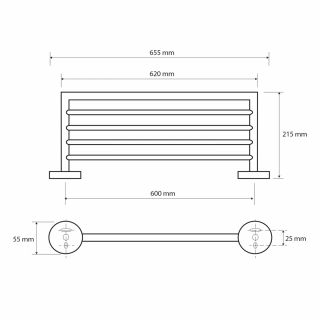BEMETA OMEGA Törölközőtartó polc, 655x55x215mm, króm (104205082)