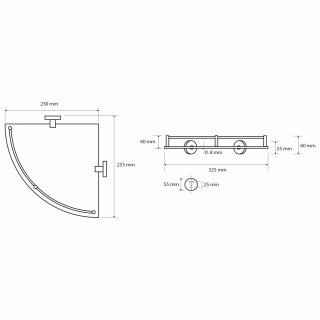 BEMETA OMEGA Sarok üvegpolc, 255x70x255mm, króm (104202162)