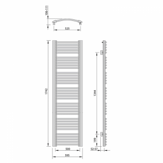 EGEON fürdőszobai radiátor, 595x1742mm, 1032W, fehér