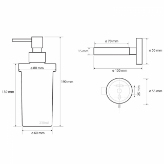 BEMETA NEO Szappanadagoló, 80x190x133mm, 230ml, inox/matt (104109016)