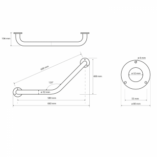 BEMETA HELP Kapaszkodó 120°, 660x400mm, fehér (301102014)