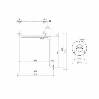 BEMETA HELP Zuhany kapaszkodó, 710x710mm, fehér (301102034)