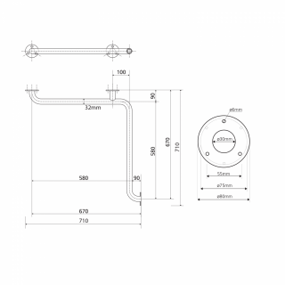 BEMETA HELP Zuhany kapaszkodó, 710x710mm, polírozott (301102031)