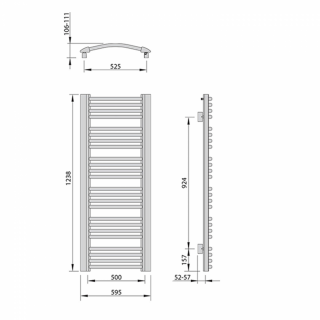 EGEON fürdőszobai radiátor, 595x1238mm, 739W, fehér