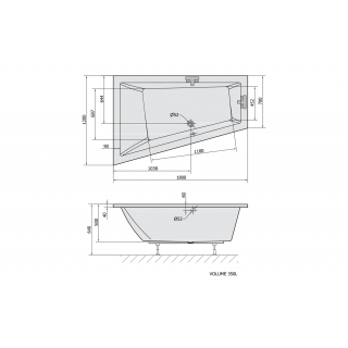 POLYSAN TRIANGL aszimmetrikus kád, balos, 180x120x50cm
