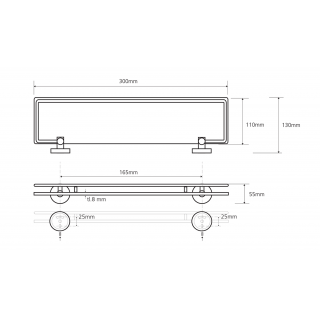 BEMETA OMEGA Üvegpolc, 300x55x130mm, króm (104102202)