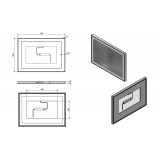 LUMINAR tükör aluminium kerettel, LED világítással, 500x700mm, króm