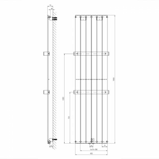 COLONNA fürdőszobai radiátor, 450x1800mm, 910W, metál ezüst