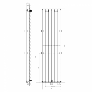 COLONNA fürdőszobai radiátor, 450x1800mm, 910W, texturált pala