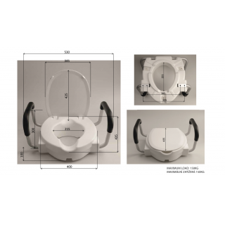 RIDDER Magasított WC-ülőke, kapaszkodóval, fehér