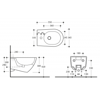 KERASAN AQUATECH fali bidé, 36,5x30x55cm