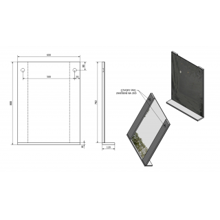 AQUALINE BETA tükör polccal, 60x80x12cm, fehér