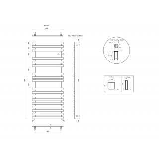 TRUVA fürdőszobai radiátor, 600x1500mm, 491W, szálcsiszolt inox