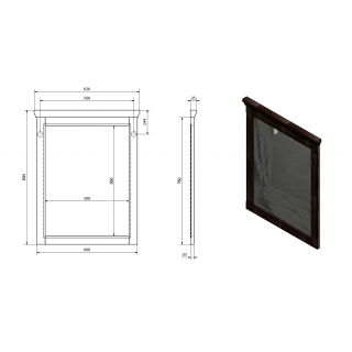 CROSS keretes tükör, 60x80x3,5cm, mahagóni