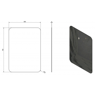 ISHAPE Tükör, lekerekített sarkokkal, akasztó nélkül, 50x70cm