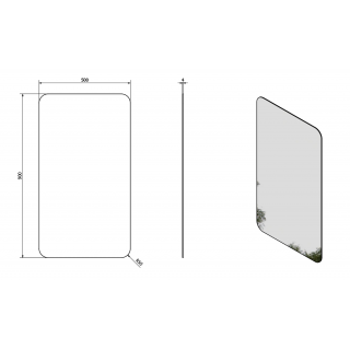 ISHAPE Tükör, lekerekített sarkokkal, akasztó nélkül, 50x90cm