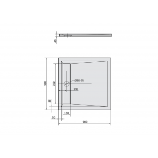 POLYSAN ARENA öntöttmárvány zuhanytálca, 90x90x4cm