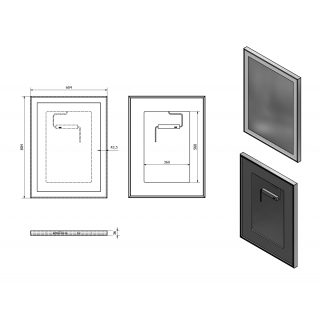 LUMINAR tükör aluminium kerettel, LED világítással, 600x800mm, króm