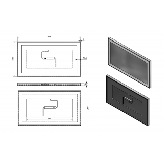 LUMINAR tükör aluminium kerettel, LED világítással, 900x500mm, króm