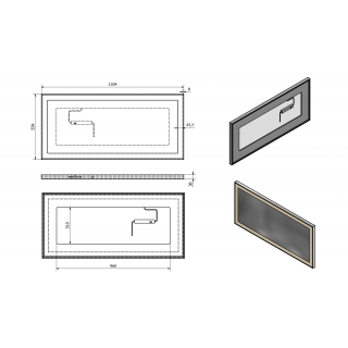 LUMINAR tükör aluminium kerettel, LED világítással, 1200x550mm, króm